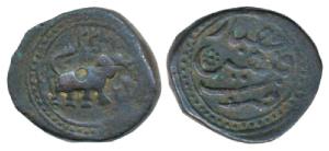 Tipu Sultan, Copper ½ Paisa, 5.5g, Faiz Hissar Mint, AM 1222. Very Fine+.