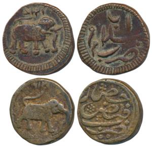 Tipu Sultan, Copper Paisa (2), Salamabad and Faiz Hisar Mint, AM 1212 and 1217 (KM 43.1 & 