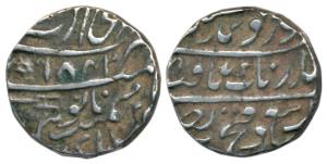 Amritsar Mint, Silver Rupee, 10. 60g, VS 1842, Gobindshahi couplet, a horizontal katar (da