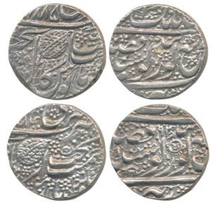Amritsar Mint, Silver Rupee (2), Gobindshahi couplet, VS 1884/92 and 1885/95 (KM 21.2). Te
