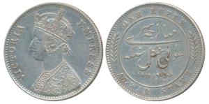 Mangal Singh, Silver Rupee, 11.63g, Calcutta Mint, with the name of Victoria, rev. short P