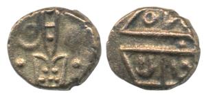 Nawabs of Arcot, Gold Fanam, 0.28g, ’Tuticorin’ style imitating Sriranga Raya design, obv.