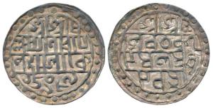 Lakshmi Narayan (SE 1509-1549, 1587-1627 AD), Silver Tanka, legend in 4 lines on both side