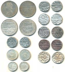 Assorted Lot of 10 different states, Silver Kori and Rupee, Bundi, Ram Singh, 1864 AD; Ban