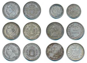 Luiz I (Ludwig), Silver Rupee (3) and ½, 1882 and 1881; Uma Rupia, 1912; Silver Rupia, 193