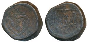 Copper 4 Pice, 42.67g, EIC bale mark and date 1804 on obv. scales on rev. with Adal in Per