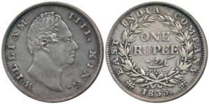 William IV, Silver Rupee, 1835, ’F’ raised. Very Fine+, Scarce.