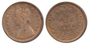 Victoria Empress, Copper ½ Pice, 1885, Calcutta Mint, (Prid 717). About Uncirculated, Scar