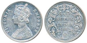 Victoria Empress, Silver Rupee, 1885, Bombay Mint, C2 / II / B raised, Unlisted in Pridmor
