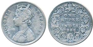 Victoria Empress, Silver Rupee, 1886, Bombay Mint, A3 / I / B incuse, Unlisted in Pridmore