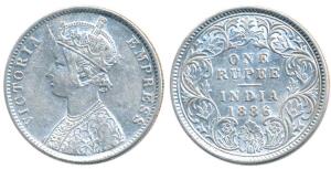 Victoria Empress, Silver Rupee, 1886, Calcutta Mint, C4 / I / C incuse, C4 is a recently d