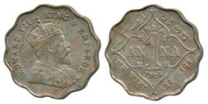 Edward VII, Cupro-Nickel 1 Anna, 1908, Bombay Mint, B incuse, (Prid 927). Extremely Fine, 