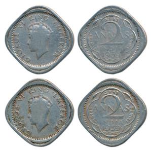 George VI, Cupro-Nickel 2 Annas (2), 1939, Calcutta Mint, 1st head, (Prid 904); Bombay Min