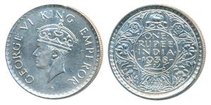 George VI, Silver Rupee, 1938, Bombay Mint, A / I, with dot, (Prid 234). About Uncirculate