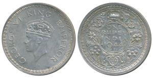 George VI, Half Silver Rupee, 1944, Bombay Mint, C / Ia, Unreported in any ref catalogues.