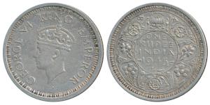 George VI, Half Silver Rupee, 1945, Bombay Mint, D / Ia / dot, Large 5, Unlisted in Pridmo