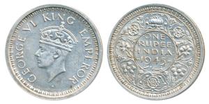 George VI, Half Silver Rupee, 1945, Bombay Mint, D / Ia / dot, Large 5, Unlisted in Pridmo