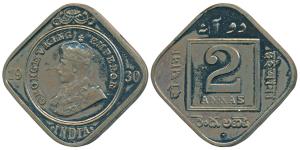 George V, Cupro-Nickel Proof Restrike 2 Annas, 1930, Bombay Mint, (SW 8.260). Within HM Mi