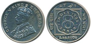 George V, Cupro nickel Proof Restrike 8 Annas, 1920, Bombay Mint, (SW 8.135). Proof Restri