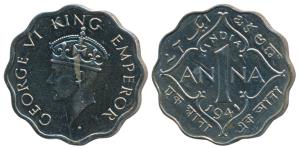 George VI, Cupro-Nickel Proof Restrike 1 Anna, 1941, Calcutta Mint, (SW 9.161). Proof Rest