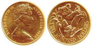 Australia, Gold $200, 10g, Koala series, 1980, (KM 71). Brilliant Uncirculated.