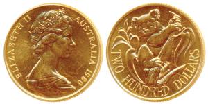 Australia, Gold $200, 10g, Koala series, 1980, (KM 71). Brilliant Uncirculated.