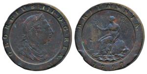 Great Britain, George III, Copper Cartwheel Two Pence, 55.88g, 1797, laureate bust of the 