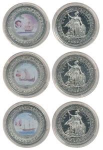 Great Britain, Silver Trade Dollar Medallion (3), each 27.76g, 3rd Voyage of Columbus 1498