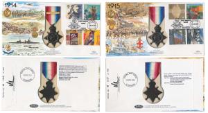 Medal, 1914 star and 1914-15 star, within a well illustrated first day cover, these medals
