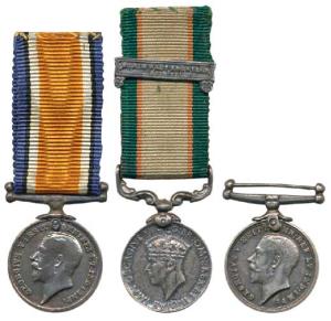 British War Medal 1914-20, George V, India General Service Medal, George VI, Silver, Minia