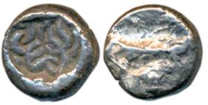 Archaic Punch Marked Coinage, attributed to Matsya Janapada, area of Agra region (c.350 BC