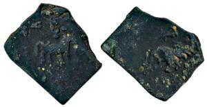 Pre, Uninscribed, Vidarbha Area, Copper Unit, 6.17g, an elephant with upraised trunk walki