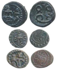 South Indian, Copper Cash, Nayakas of Madurai (2), ’Sri Vira’ type; Thirai Cash of Venad (