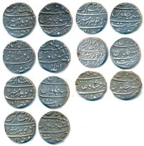 Aurangzeb, Silver Rupee (5), Surat Mint, AH 1091/23, 1106/38, 1109/41, 1110/4x; Muhammad S