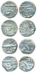 Sayaji Rao II (AH 1235-1264, 1819-1847 AD), Silver ½ Rupee (4), in the name of Muhammad Ak
