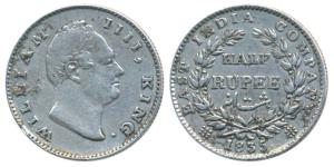 William IV, Silver ½ Rupee, 1835, Bombay Mint, No initials, 20 Berries, (Prid 69). Very Fi