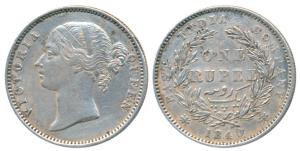 Victoria Queen, Silver Rupee, 1840, divided legend, Madras Mint, WWS raised, 28 Berries, (
