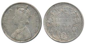 Victoria Queen, Silver Rupee, 1862, Bombay Mint, B / II / 4 / 0, Unlisted in Pridmore. Ver