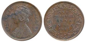 Victoria Empress, Copper ¼ Anna, 1887, Bombay Mint, (Prid 642). About Uncirculated.