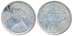 Victoria Queen, Silver Rupee, 1875, Bombay Mint, C1 / II / Dot, (Prid 144). Very Fine+, Ra