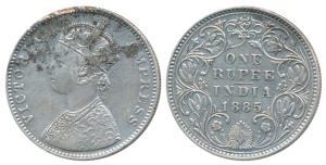 Victoria Empress, Silver Rupee, 1885, Bombay Mint, A3 / IV / B incuse, Unlisted in Pridmor