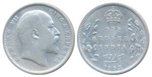 Edward VII, Silver Rupee, 1903, Calcutta Mint, Urdu error with 3 dots on the right instead