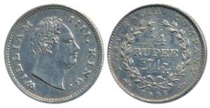 William IV, Silver ¼ Rupee, 1835, Bombay Mint, No initials, Wreath with 20 Berries (10L+10
