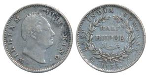 William IV, Silver ½ Rupee, 1835, Calcutta Mint, ’RS’ incuse, 21 Berries, (Prid 66). Very 