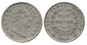 William IV, Silver ½ Rupee, 1835, Calcutta Mint, ’F’ raised, 19 Berries, (Prid 70). Ex-mou