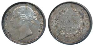 Victoria Queen, Silver ½ Rupee, 1840, Divided Legend, Madras Mint, S raised WW incuse, 24 
