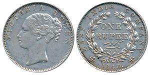 Victoria Queen, Silver Rupee, 1840, Continuous Legend, Madras Mint, English Head, S incuse