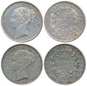 Victoria Queen, Silver Rupee, 1840, Continuous Legend, Madras Mint, English Head, S incuse