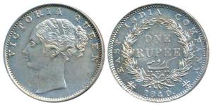 Victoria Queen, Silver Rupee, 1840, Continuous Legend, Calcutta Mint, Mule, English Head w