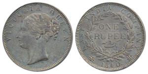Victoria Queen, Silver Rupee, 1840, Continuous Legend, Bombay Mint, English Head, 19 Berri
